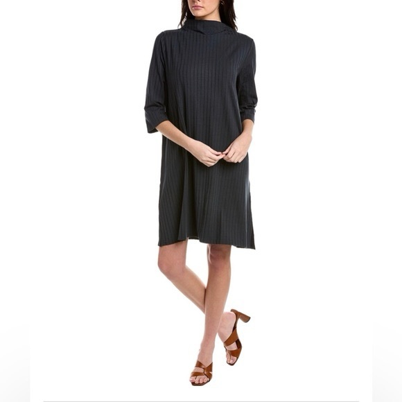 Eileen Fisher Dresses & Skirts - Eileen Fisher Washable Stretch Rib Funnel Neck Dress Easy Fit Knee Length Siz 3X